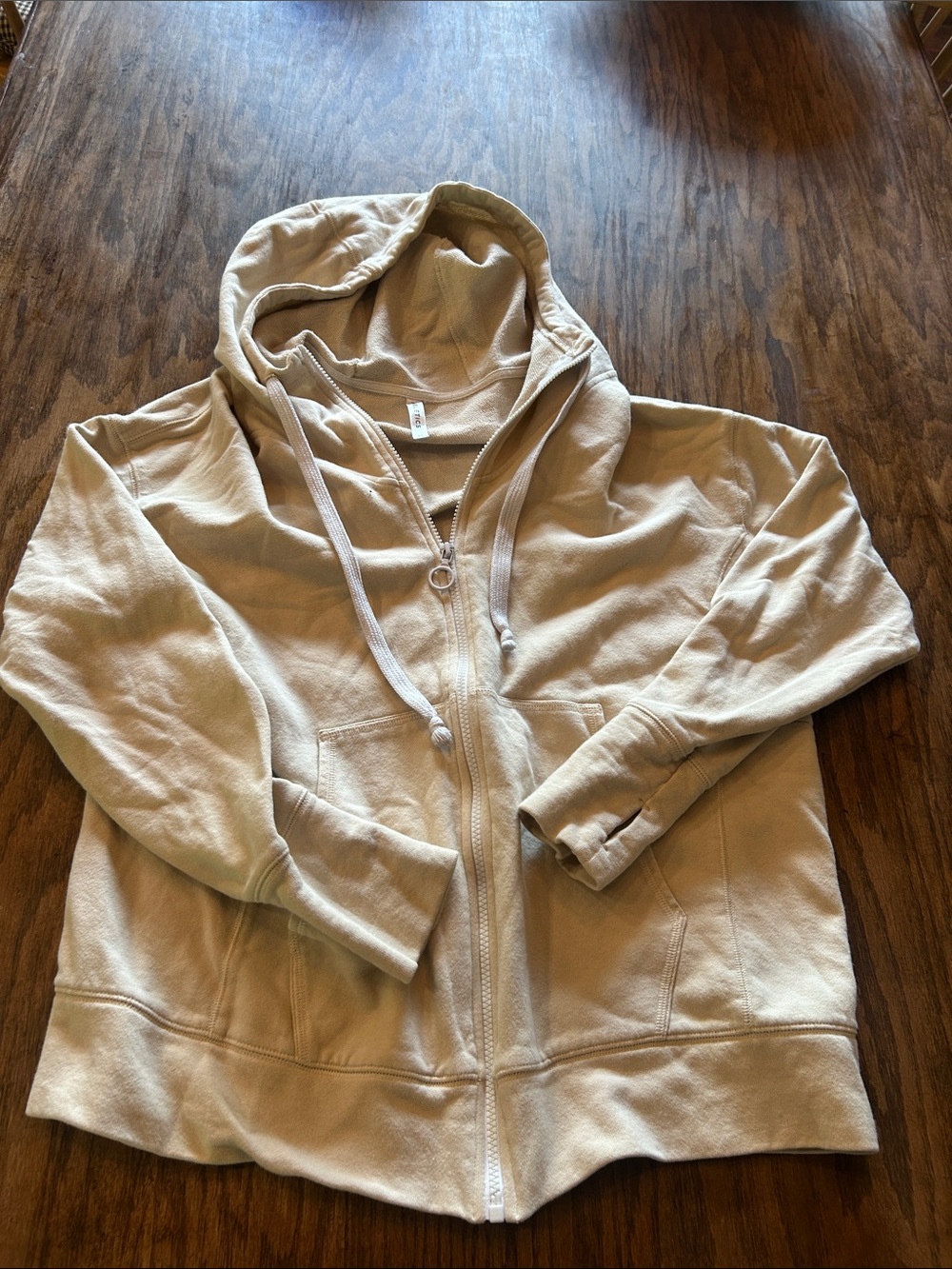 Fabletics Beige Zip-Up Hoodie Jacket